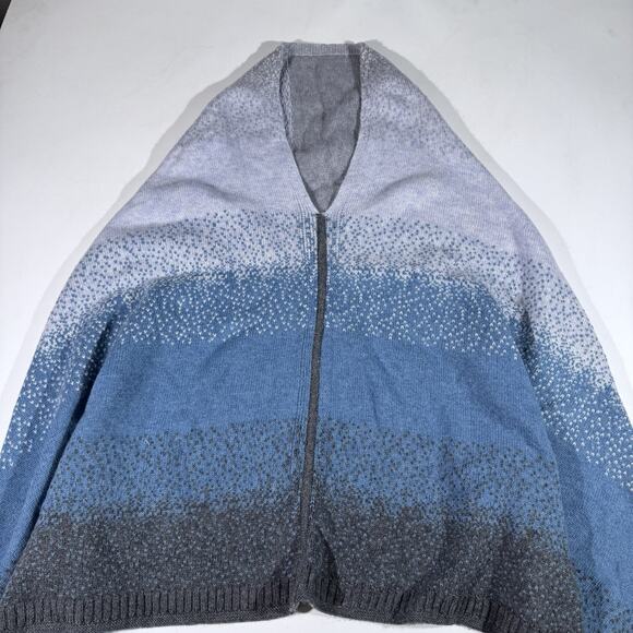Claudia Nichole Merino Wool Cashmere Wrap Cardigan Poncho Blue Ombre One Size - Picture 2 of 5